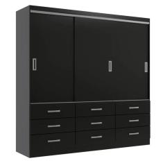 Guarda Roupa Casal Isabela 03 Portas 09 Gavetas - Black Black