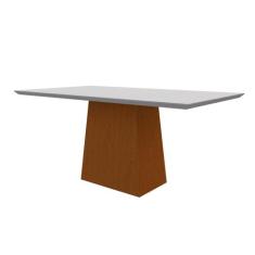 Mesa De Jantar Para 6 Lugares Tampo De Madeira Com Vidro 1,60m Jasmin 