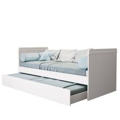 Cama Babá Com Auxiliar Nuth Branco Fosco E 2 Colchões Physical - Reller Móveis Branco Fosco