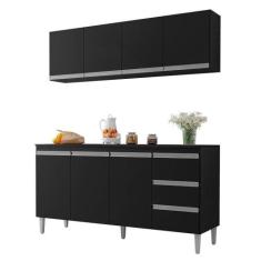 Kit de Cozinha Andréia Balcão 160cm com Tampo MDP e Aéreo - AJL Móveis