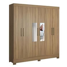 Guarda Roupa Casal Prático Amêndola Touch com Espelho - Demóbile