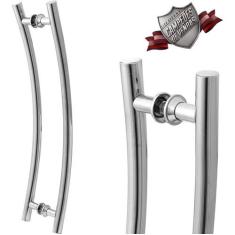 Puxador De Porta Tubular Curvo Lateral 80cm - MetalCromo