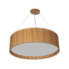 Lustre Pendente Madeira Redondo 35X16Cm - Adrilustres