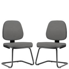 Kit 02 Cadeiras Para Escritório Job L02 Fixa Crepe Cinza - Lyam Decor