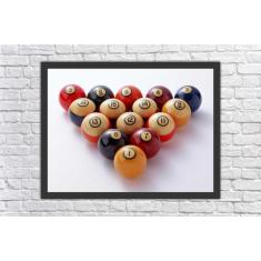 Quadro Decorativo Sinuca Jogos Bilhar Salas Decorações Com Moldura - V