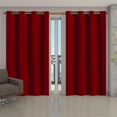 Cortina Blackout Corta Luz 70 % Tecido 4,00 x 2,70 - Vermelho - Eddi C