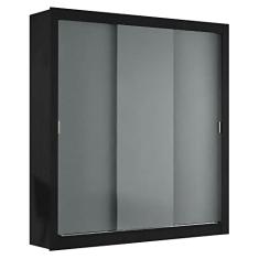 Guarda-roupa Casal Madesa Mônaco 3 Portas de Correr - Preto/cinza
