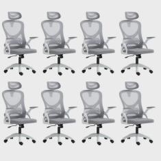Kit 8 Cadeiras para Escritório Presidente Office Columbus com Tela Mesh