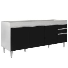 Balcão Gabinete Para Pia 180cm Sem Tampo Dallas Branco-preto - Lumil