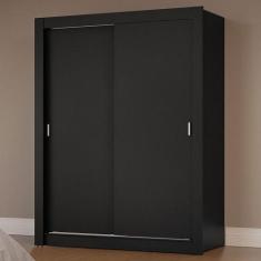 Guarda-Roupa Solteiro 2 Portas de Correr Preto Milano Madesa, Preto