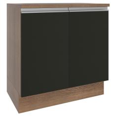 Balcão Madesa Glamy 80 cm 2 Portas - Rustic/Preto