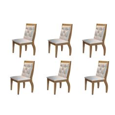 Conjunto Com 6 Cadeiras Lucy Rufato - Imbuia/Veludo Creme