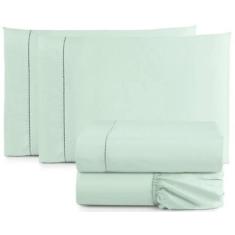 Jogo De Lençol Cama Casal 4 Peças Percal 400 Fios Verde Água - Casa Ho