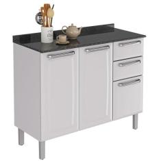 Balcão De Cozinha Luce Em Aço 3 Portas E 2 Gavetas Itatiaia Branco Nev