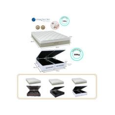 Conjunto Cama Box Baú Casal King + Colchão Sankonfort Strong 193x203x7