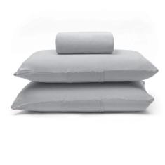 Jogo de Cama Buettner Casal Malha Basic Liso 3 Peças Prata