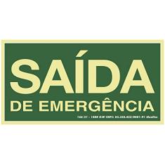 Placa em Rota de Fuga Saída de Emergência, Sinalize, Verde, 15 x 30 cm, Pacote de 1