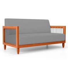 Sofá Varanda Samoa Madeira Maciça 02 Lugares com Cordas Náutica Linho Cinza - Desk Design