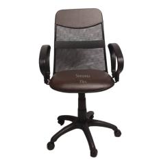 Cadeira  diretor tela giratória com faixa e braço fixo corano marrom