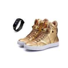 Tenis Sneaker Fitness Feminino Botinha Academia Couro + Relógio - Bawm