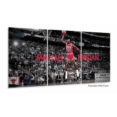 Quadro decorativo Michael Jordan Enterrando com Tela em Teci
