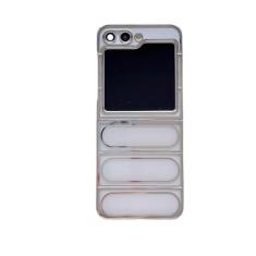 Capa de telefone transparente de silicone galvanizado para Samsung Galaxy Z Flip 5 4 3 Flip5 Flip4 Flip3 5G Capa transparente de prevenção de quedas, branca, para Galaxy Z Flip 3