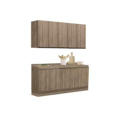 Cozinha Modulada Completa Maxxi 6pçs 2 Armários + 2 Balcões + 2 Complementos C6P24 Nogal Kappesberg