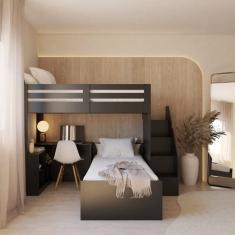 Beliche Multifuncional Solteiro Adulto com Escrivaninha Star Office Casatema Preto Perfect Touch