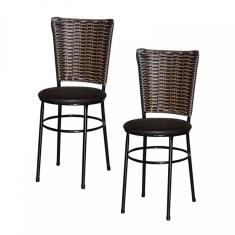 2 Cadeiras Preta Para Cozinha Hawai Cappuccino Marrom