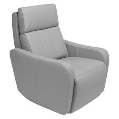 Poltrona Decorativa Reclinável Elétrica Moroni Couro Cinza