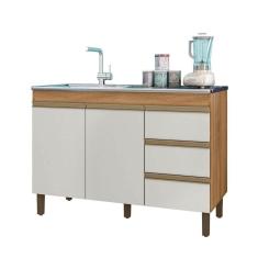 Balcão Para Cozinha 119Cm Karen Com 2 Portas E 3 Gavetas