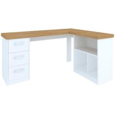Escrivaninha Mesa Escritório e Home Office em L e 3 Gavetas 3 Nichos 1