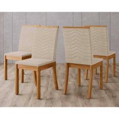Cadeira Sala De Jantar Isa Kit 4 Un Nature-veludo Light Linho - Henn