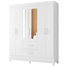 Albatroz Móveis - Guarda Roupa Mobi Casal com Espelho 6 Portas 2 Gavetas Móveis Albatroz