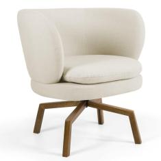 Poltrona Decorativa Sala De Estar Melissa Base Ka Giratória Veludo C-309 Bege - Domi