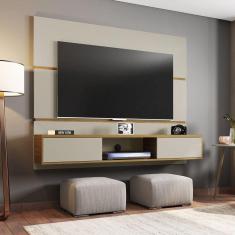 Painel para TV até 65 Polegadas 2 Portas Âmbar Móveis Bechara Off-White/Cinamomo