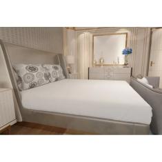 Jogo de Lençol Zono Enxovais Cama Queen 3 Peças Malha 100% Algodão Mandala Cinza