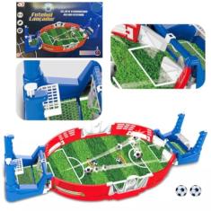 Genérico JOGO DE FUTEBOL DE MESA COM LANÇADOR ESTILO PINBALL BRINQUEDO INTERATIVO INFANTIL MINI ARENA GOL A GOL PORTÁTIL CRIANÇA BOLA DE DEDO PEBOLIM DIVERSÃO GARANTIDA 38CM AZUL