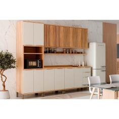 Cozinha Completa Sauvignon 7 Peças (2aéreos+2balcões+1torrequente+2complementos) C7p93 Amendoa-off White - Ronipa