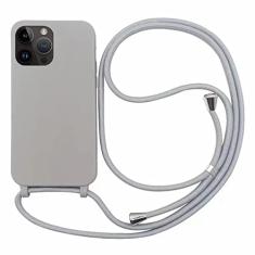 Colar transversal com cordão e cordão capa para telefone para iPhone 14 Plus 13 12 Mini 11 Pro XS Max XR X Silicone TPU macio capa traseira, cinza, para iphone 11