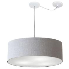 Lustre Pendente Cilíndrico Com Desvio Md-4262 Cúpula em Tecido 55x15cm Rustico Cinza - Bivolt