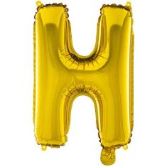 Balão Metalizado Letra H - 40Cm - Ouro - Mundo Bizarro