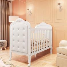 Berço Mini Cama 2 em 1 com Kit Capitone Elô Móveis Peroba Branco