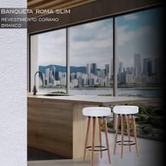 Banco Banqueta Roma Slim Redonda Alta 70cm Branco