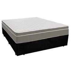Cama Box Casal Suede + Colchão Sereneprime Molas Ensacadas 138x188x65 Cor:preto