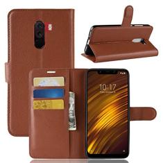 XIAOMI Capa para Pocophone F1, capa carteira flip de couro PU premium com compartimento para cartão, suporte e fecho magnético [capa interior à prova de choque de TPU] Compatível com XIAOMI Pocophone