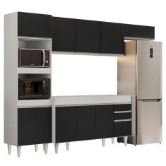 Armário De Cozinha Modulada 4 Peças Cp10 Balcão Branco-preto - Lumil