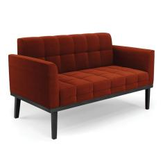 Sofá Namoradeira Base Madeira Fixa Preto Elisa Bouclê D03 - D'rossi Cor Terra