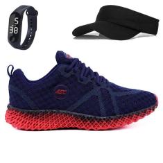 Tênis Feminino Para Academia Caminhada Sola Reta Com Relógio E Viseira-Feminino