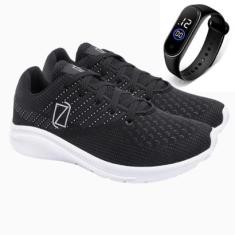 Tênis Masculino Esporte Caminhada Academia Conforto Dia a Dia + Relógio-Masculino